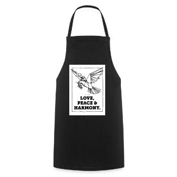 Love, Peace and Harmony - Cooking Apron - black - Front - AI Model Male 185 dark (185cm)