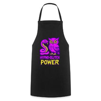 Hypno Glitch Power Owl - Kochschürze - Schwarz - Vorne - AI Model Male 185 dark (185cm)