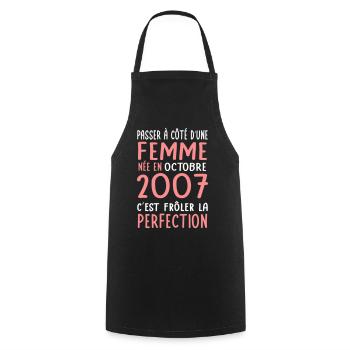 18th birthday - born in October 2007 - Cooking Apron - black - Front - AI Model Male 185 dark (185cm)