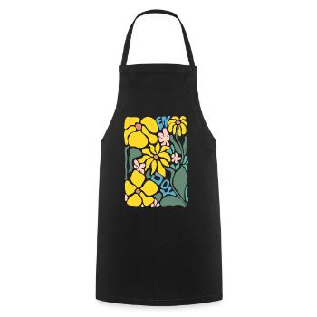 Gute Laune Blumen - gelb - Kochschürze - Schwarz - Vorne - AI Model Male 185 dark (185cm)