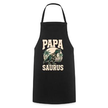 Papa Saurus Rex dinosaure Cadeau de fête des pères - Tablier de cuisine - noir - Devant - AI Model Male 185 dark (185cm)