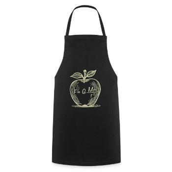 Gravity Apple: Physische Zeichnung - Kochschürze - Schwarz - Vorne - AI Model Male 185 dark (185cm)