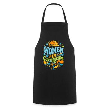 Women in Construction Craftswomen Retro Power - Cooking Apron - black - Front - AI Model Male 185 dark (185cm)