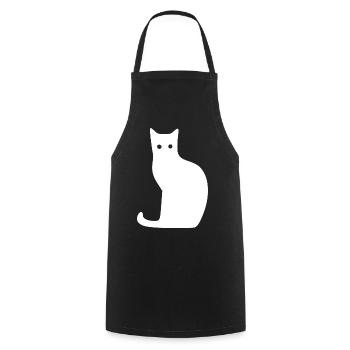Katze Silhouette Minimal Design Cat Lover Katzen - Kochschürze - Schwarz - Vorne - AI Model Male 185 dark (185cm)