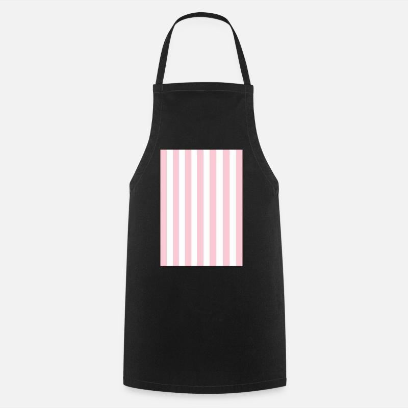 Rayures - rose blanc personnalisable - Tablier de cuisine - noir