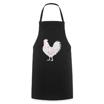 Hahn Blumen Aquarell - Kochschürze - Schwarz - Vorne - AI Model Male 185 dark (185cm)