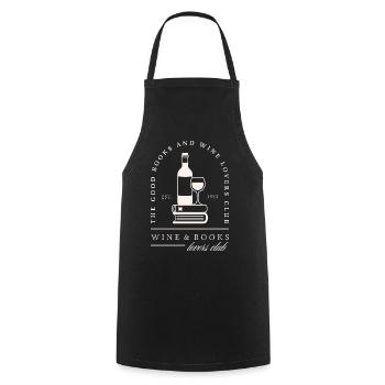 Wine and books lovers club funny reader gift - Cooking Apron - black - Front - AI Model Male 185 dark (185cm)