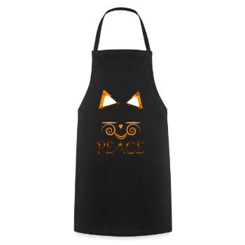 Peace Cat – Süßes Katzendesign mit Spiralaugen - Kochschürze - Schwarz - Vorne - AI Model Male 185 dark (185cm)