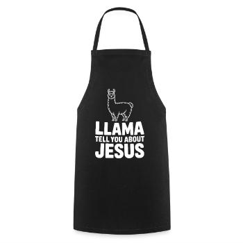Llama Tell You About Jesus - Cooking Apron - black - Front - AI Model Male 185 dark (185cm)