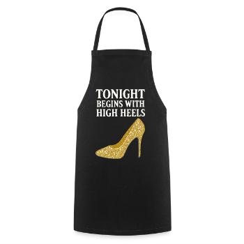 Talons hauts pailletés – Ce soir commence par... - Tablier de cuisine - noir - Devant - AI Model Male 185 dark (185cm)