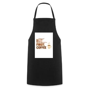But First, Coffee Spruch Design - Kochschürze - Schwarz - Vorne - AI Model Male 185 dark (185cm)