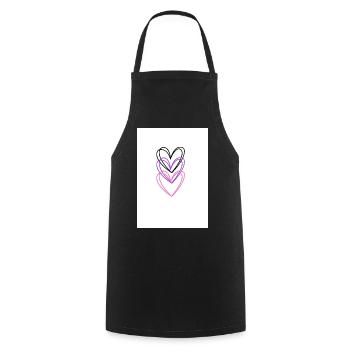 Three intertwined hearts in neon colors - Cooking Apron - black - Front - AI Model Male 185 dark (185cm)