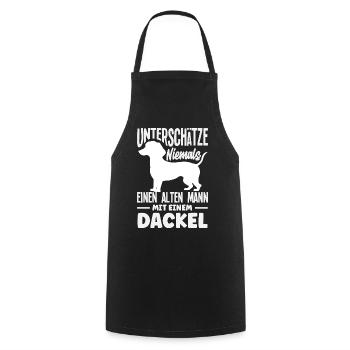 Alter Mann Mit Dackel - Kochschürze - Schwarz - Vorne - AI Model Male 185 dark (185cm)