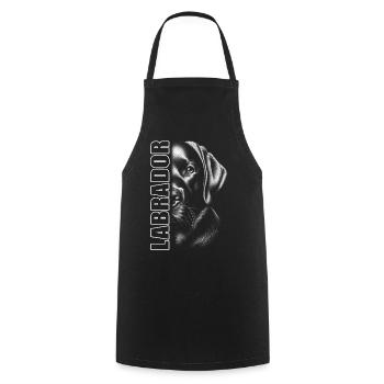 Portrait du Labrador avec lettrage vertical - Tablier de cuisine - noir - Devant - AI Model Male 185 dark (185cm)