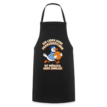 Franzbrötchen Spruch - Lustige Hamburg Möwe - Kochschürze - Schwarz - Vorne - AI Model Male 185 dark (185cm)