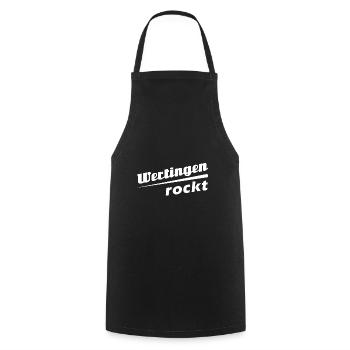 Wertingen rockt - Textdesign mit Stadtnamen - Kochschürze - Schwarz - Vorne - AI Model Male 185 dark (185cm)