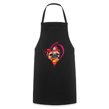 Pompier, carlin d’amour - Tablier de cuisine - noir - Devant - AI Model Male 185 dark (185cm)