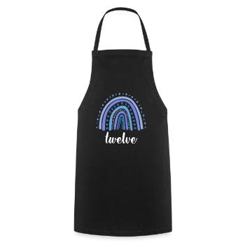 Blue Rainbow Twelve Years 12th Birthday - Cooking Apron - black - Front - AI Model Male 185 dark (185cm)