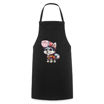 Pompier, je te protègerai, husky - Tablier de cuisine - noir - Devant - AI Model Male 185 dark (185cm)