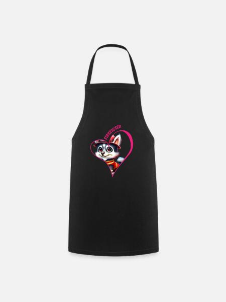 Firefighter, husky love - Cooking Apron - black