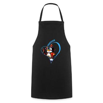 Pompier, pingouin amoureux - Tablier de cuisine - noir - Devant - AI Model Male 185 dark (185cm)