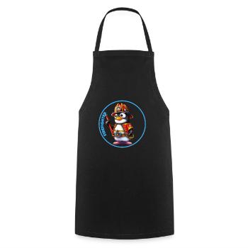 Pompier, manchot doux - Tablier de cuisine - noir - Devant - AI Model Male 185 dark (185cm)
