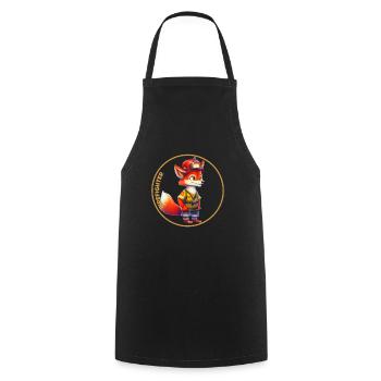 Pompier, renard doux - Tablier de cuisine - noir - Devant - AI Model Male 185 dark (185cm)