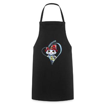 Pompier, chat doux - Tablier de cuisine - noir - Devant - AI Model Male 185 dark (185cm)
