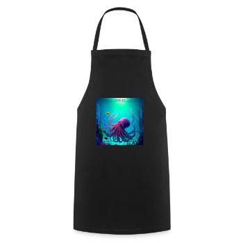 Ocean life, pink octopus - Cooking Apron - black - Front - AI Model Male 185 dark (185cm)