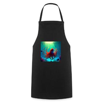 Ocean animals, orange big octopus - Cooking Apron - black - Front - AI Model Male 185 dark (185cm)