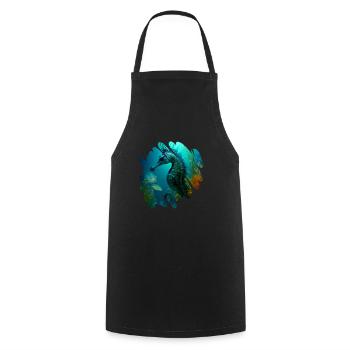 Fantasy Ocean, beautiful seahorse - Cooking Apron - black - Front - AI Model Male 185 dark (185cm)