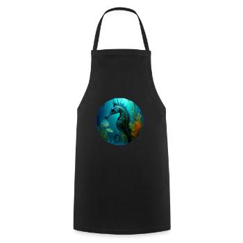 Fantasy Ocean, Big seahorse - Cooking Apron - black - Front - AI Model Male 185 dark (185cm)