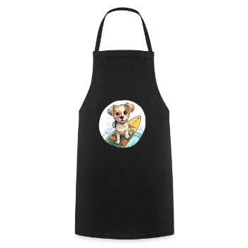 Chien de surf - Tablier de cuisine - noir - Devant - AI Model Male 185 dark (185cm)