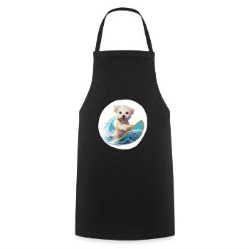 Surfing Animals, chien doux - Tablier de cuisine - noir - Devant - AI Model Male 185 dark (185cm)