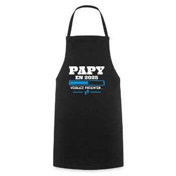 Futur Papy 2025 Grand-père Bébé Grossesse Cadeau - Tablier de cuisine - noir - Devant - AI Model Male 185 dark (185cm)