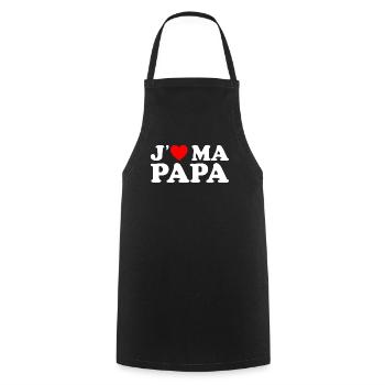 J'aime Mon Papa Cadeau Fête des Pères Coeur Rouge - Tablier de cuisine - noir - Devant - AI Model Male 185 dark (185cm)