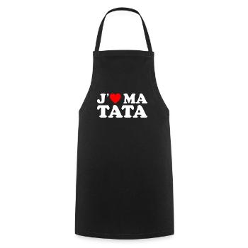 J'aime Ma Tata Cadeau Tante Coeur Rouge - Tablier de cuisine - noir - Devant - AI Model Male 185 dark (185cm)