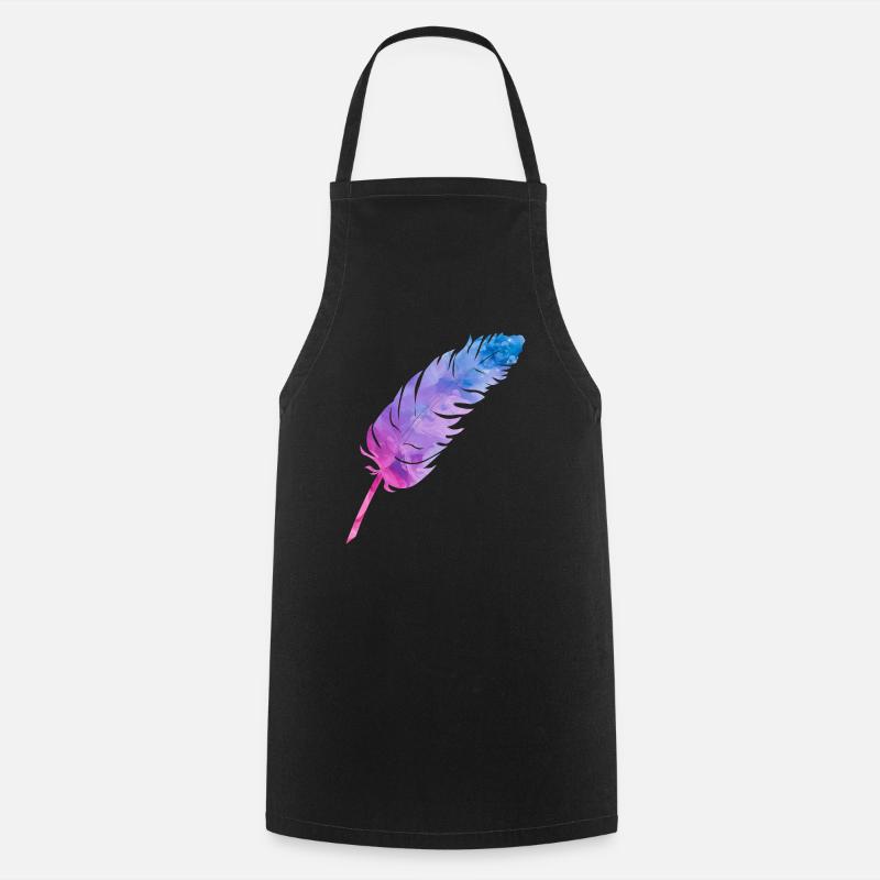 Plume colorée dans des tons violets - Tablier de cuisine - noir