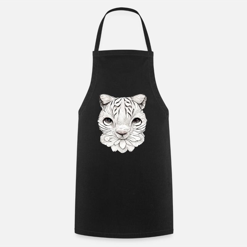 Little cat in comic style - Cooking Apron - black