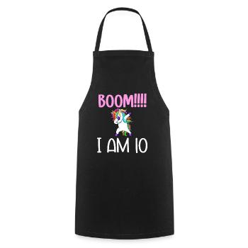 Dabbing birthday unicorn for kid 10 years old girl - Tablier de cuisine - noir - Devant - AI Model Male 185 dark (185cm)