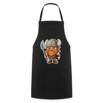 Norse Cuteness: Cute Cartoon Viking - Cooking Apron - black - Front - AI Model Male 185 dark (185cm)