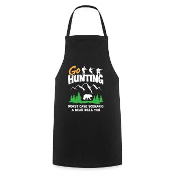 Go Hunting Worst Case Bear Kills You - Cooking Apron - black - Front - AI Model Male 185 dark (185cm)