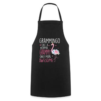 Flamingo Grammingo Like A Normal Grammy Floral - Cooking Apron - black - Front - AI Model Male 185 dark (185cm)