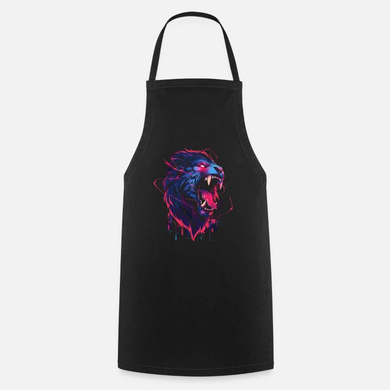 Synthwave Lion - Tablier de cuisine - noir