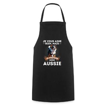 BERGER AUSTRALIEN AUSSIE CHIEN DOUX - Tablier de cuisine - noir - Devant - AI Model Male 185 dark (185cm)