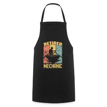 Mécanicien de pêche à la retraite - Tablier de cuisine - noir - Devant - AI Model Male 185 dark (185cm)