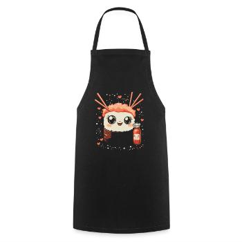 Sushi kawaii - Kochschürze - Schwarz - Vorne - AI Model Male 185 dark (185cm)