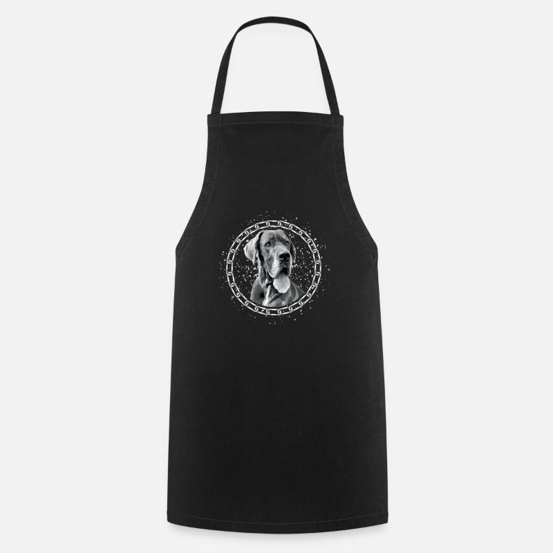 German Great Dane or Danish Great Dane as a portrait - Cooking Apron - black