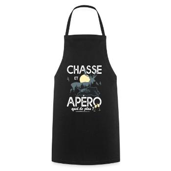 chasse apéro Cadeau humour personnalisé chasseur - Tablier de cuisine - noir - Devant - AI Model Male 185 dark (185cm)