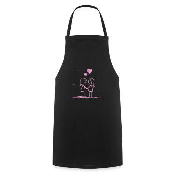 lesbiennes amants lesbiennes rose paillettes - Tablier de cuisine - noir - Devant - AI Model Male 185 dark (185cm)